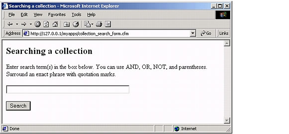 The search form allowing you to enter AND, OR, NOT, and parentheses